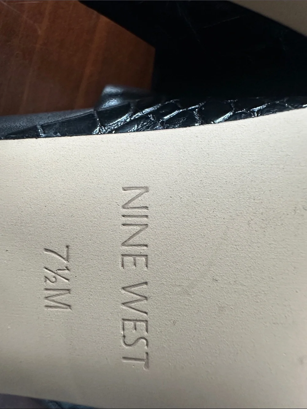 Nine West Black Leather Platform Block Heels with Ankle Strap